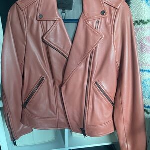 Massimo Dutti Coral Leather Jacket